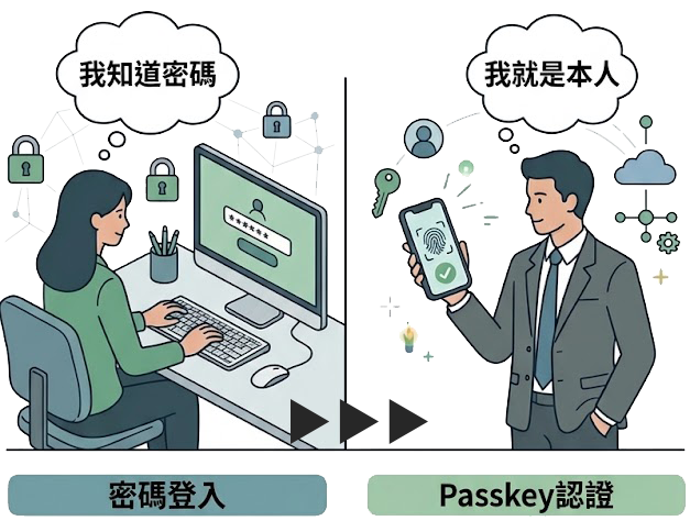 Passkey是一種以生物辨識或裝置驗證取代傳統密碼的新型登入方式