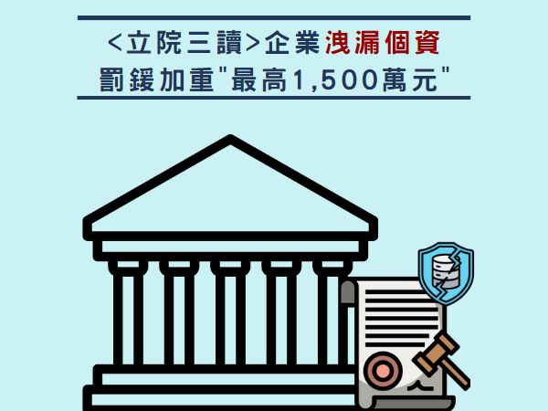 <立院三讀>企業洩漏個資罰鍰加重 最高1,500萬元(標題圖檔)